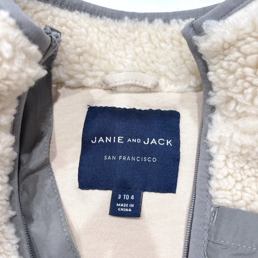Janie and Jack Toddler Kids Unisex Sherpa Vest 3T Cream Zip Preppy Cozy